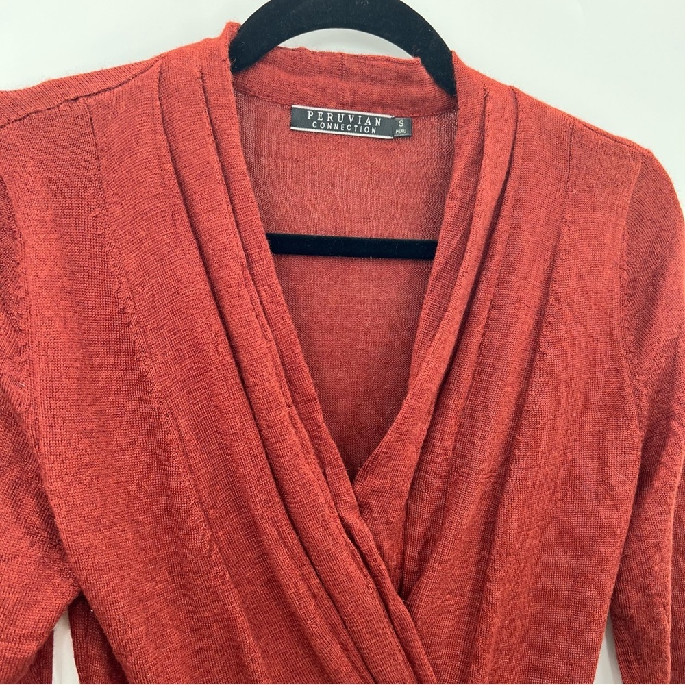Peruvian Connection Women's Rust Long-Sleeve Wrap Dress - Picture 4 of 9